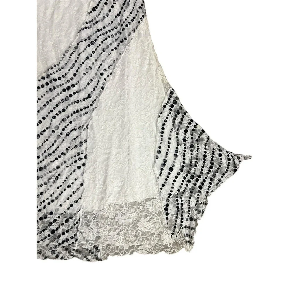 White Midi Skirt Lace Polka Dot Whimsy Goth Fairy Y2K Sz XL